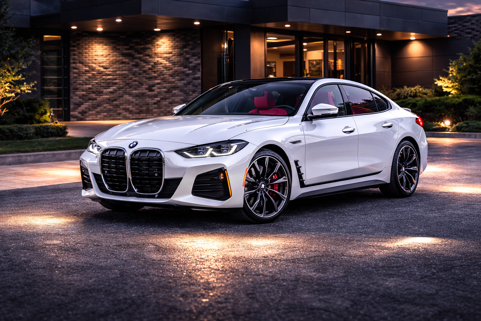 2022 BMW I4 Edrive40 Gran Coupe (White / Tacora Red Interior) available for rental in Dallas–Fort Worth (DFW)