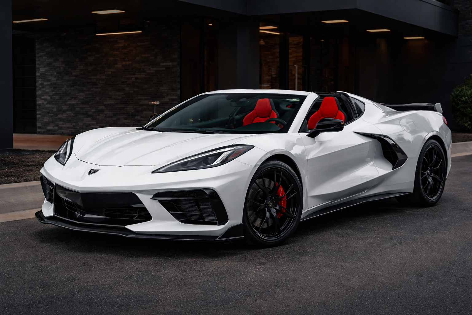 2023 Chevrolet Corvette (White / Red Interior) available for rental in Dallas–Fort Worth (DFW)